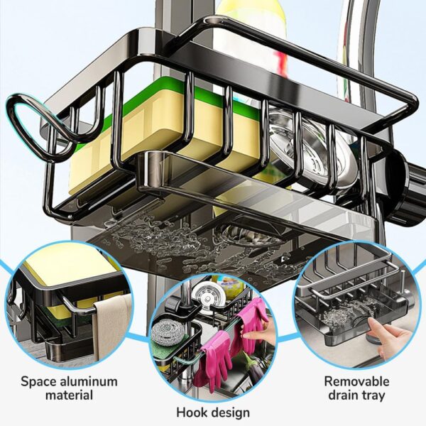 Sink organizer rack for kitchen and bathroom