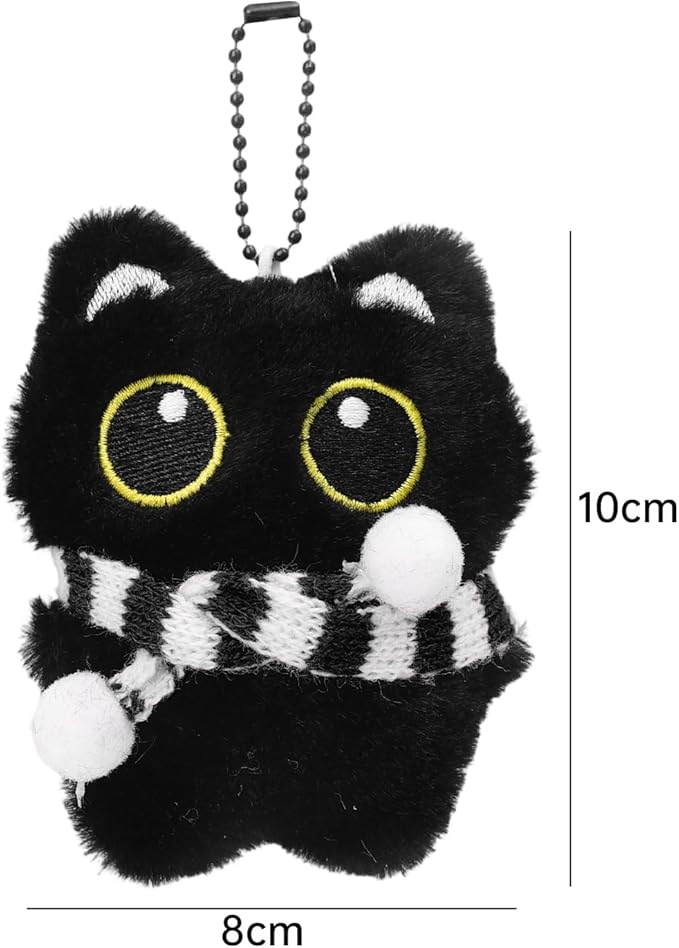Lindo llavero de peluche de gato negro de dibujos animados - Imagen 3