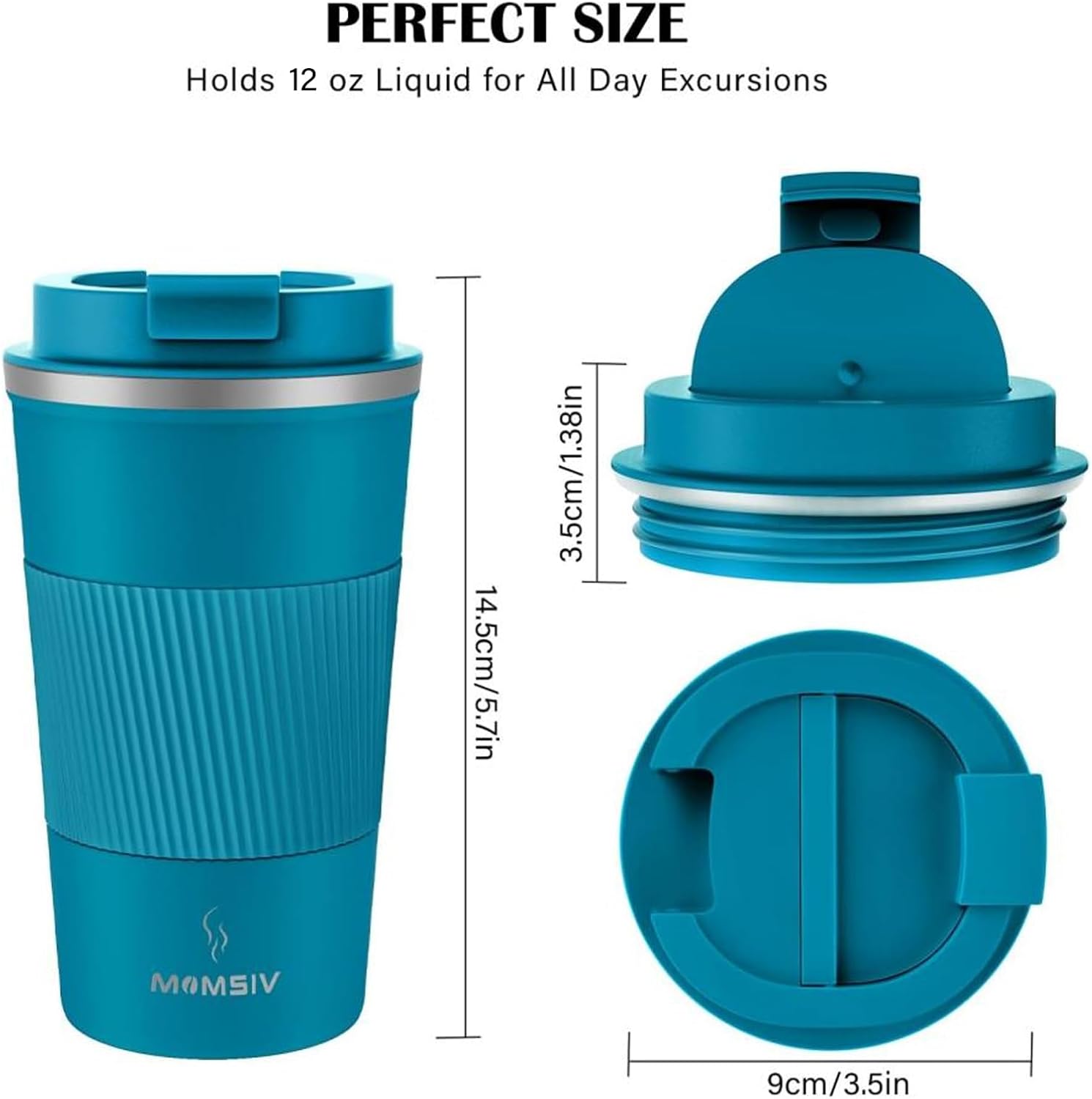 MOMSIV Taza de viaje de 12 onzas, taza de café aislada con tapa a prueba de fugas - Imagen 3