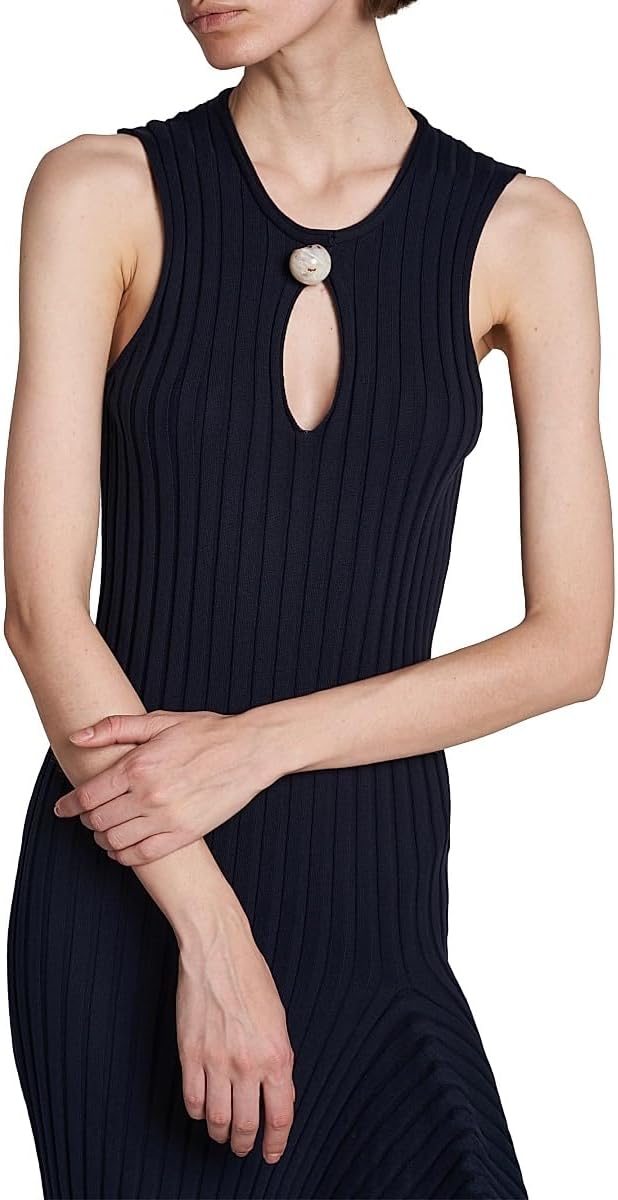 Stella McCartney Vestido midi asimétrico de algodón de punto acanalado - Imagen 2