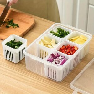 Contenedor multifuncional 6 en 1 para refrigerador con tapa