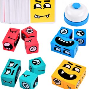 Cubo mágico de madera que cambia la cara, bloques de construcción, juego de rompecabezas de expresión