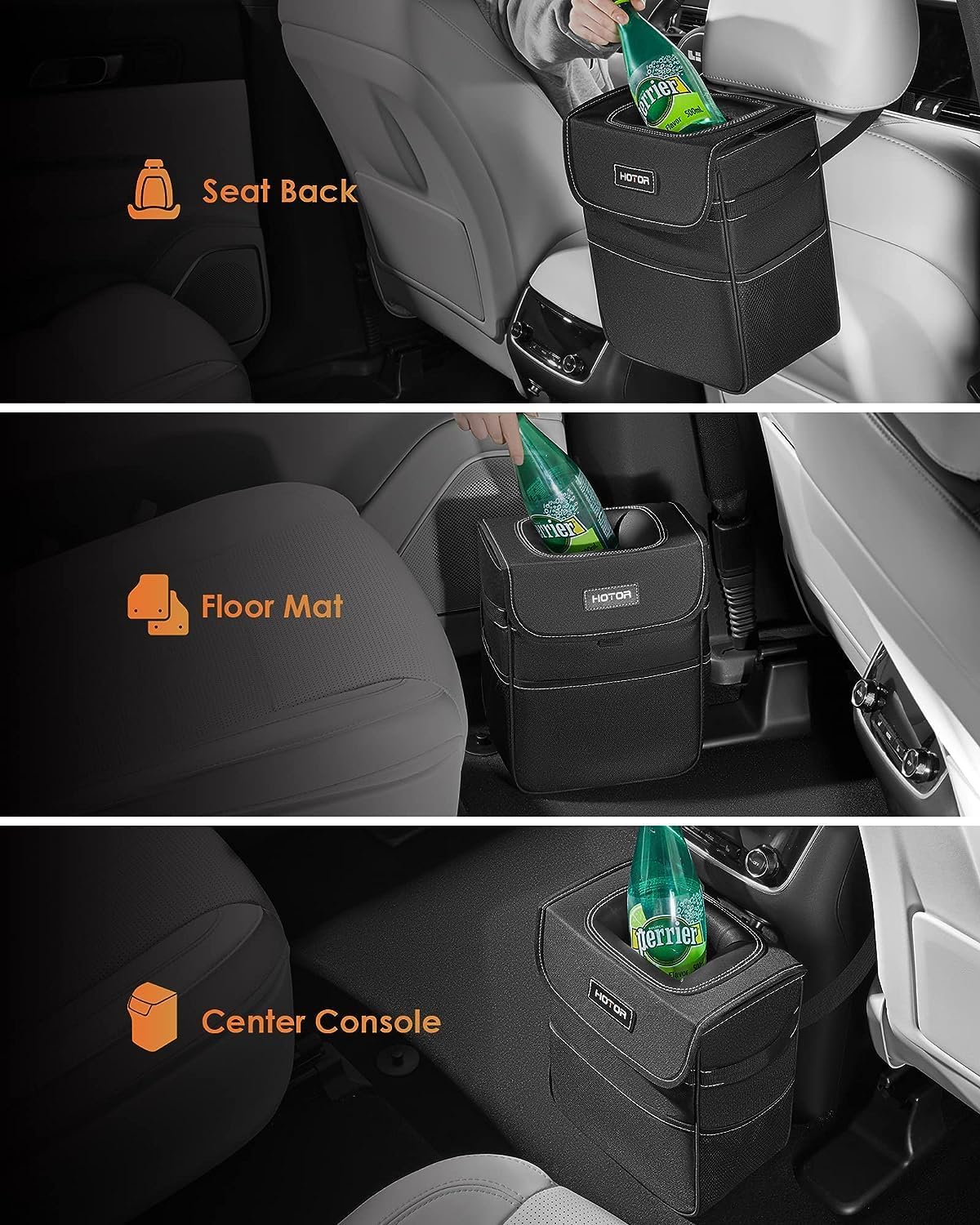 HOTOR Cubo de basura para automóvil: organizador de automóvil a prueba de fugas - Imagen 4