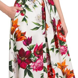 Dolce&Gabbana Falda media de popelina de algodón plisado floral Rafia Fiori