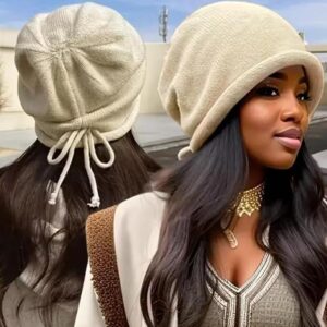 Gorro holgado con cordón ajustable para mujer