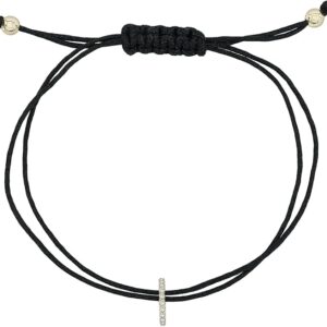 Paige Novick Pulsera de medio círculo con pavé de diamantes de oro amarillo sobre cordón de nylon negro
