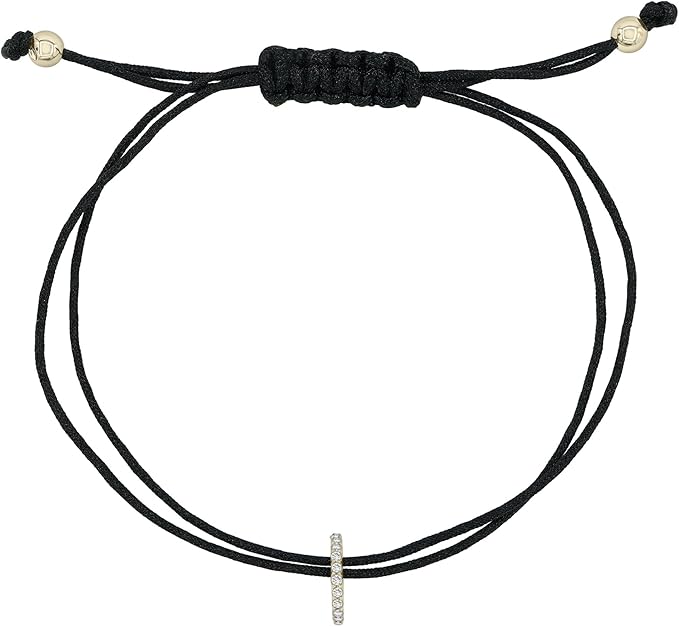 Paige Novick Pulsera de medio círculo con pavé de diamantes de oro amarillo sobre cordón de nylon negro