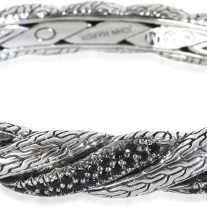 John Hardy Pulsera de lava de cadena trenzada, plata, zafiro, 6.75 pulgadas