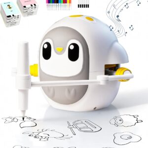 GMYGBY Robot de dibujo para niños, máquina de dibujo de aprendizaje Montessori con 200 cartas-P (pingüino)