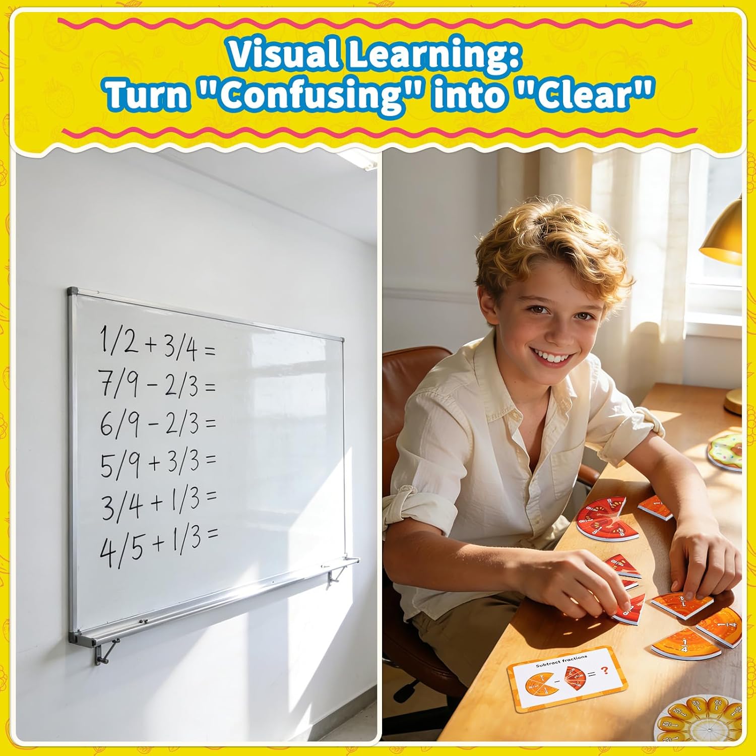 QEF Magnetic Fraction Manipulatives - Fruit Fraction Circles & Tiles