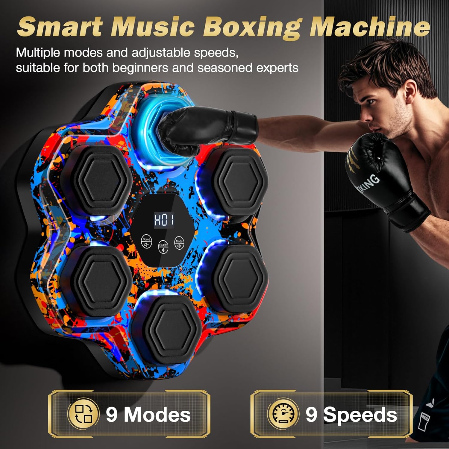 Máquina de boxeo de música, máquina de boxeo inteligente Bluetooth con guantes - Imagen 3