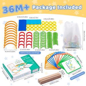 Juego de construcción de palos y anillos con forma de rompecabezas