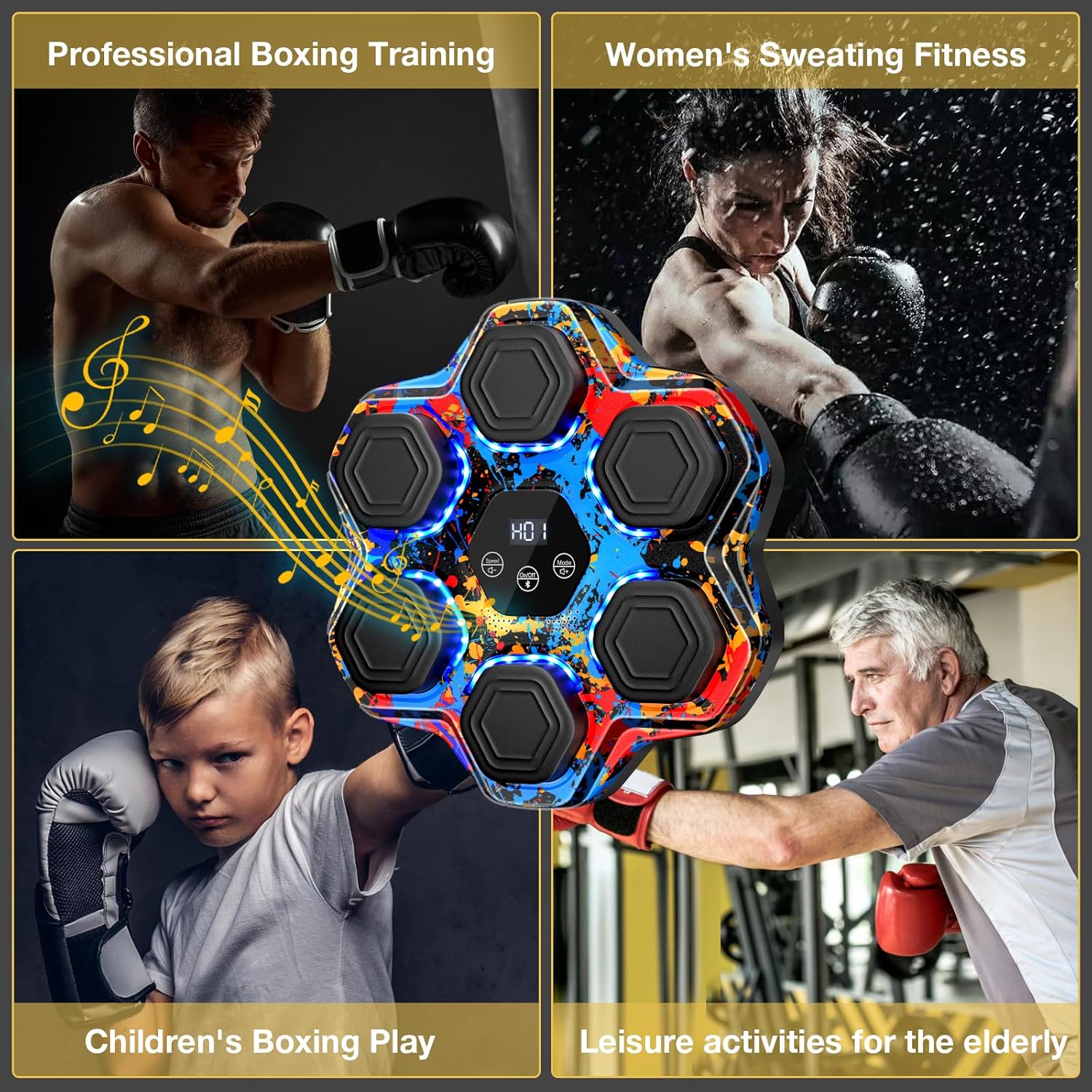 Máquina de boxeo de música, máquina de boxeo inteligente Bluetooth con guantes - Imagen 4