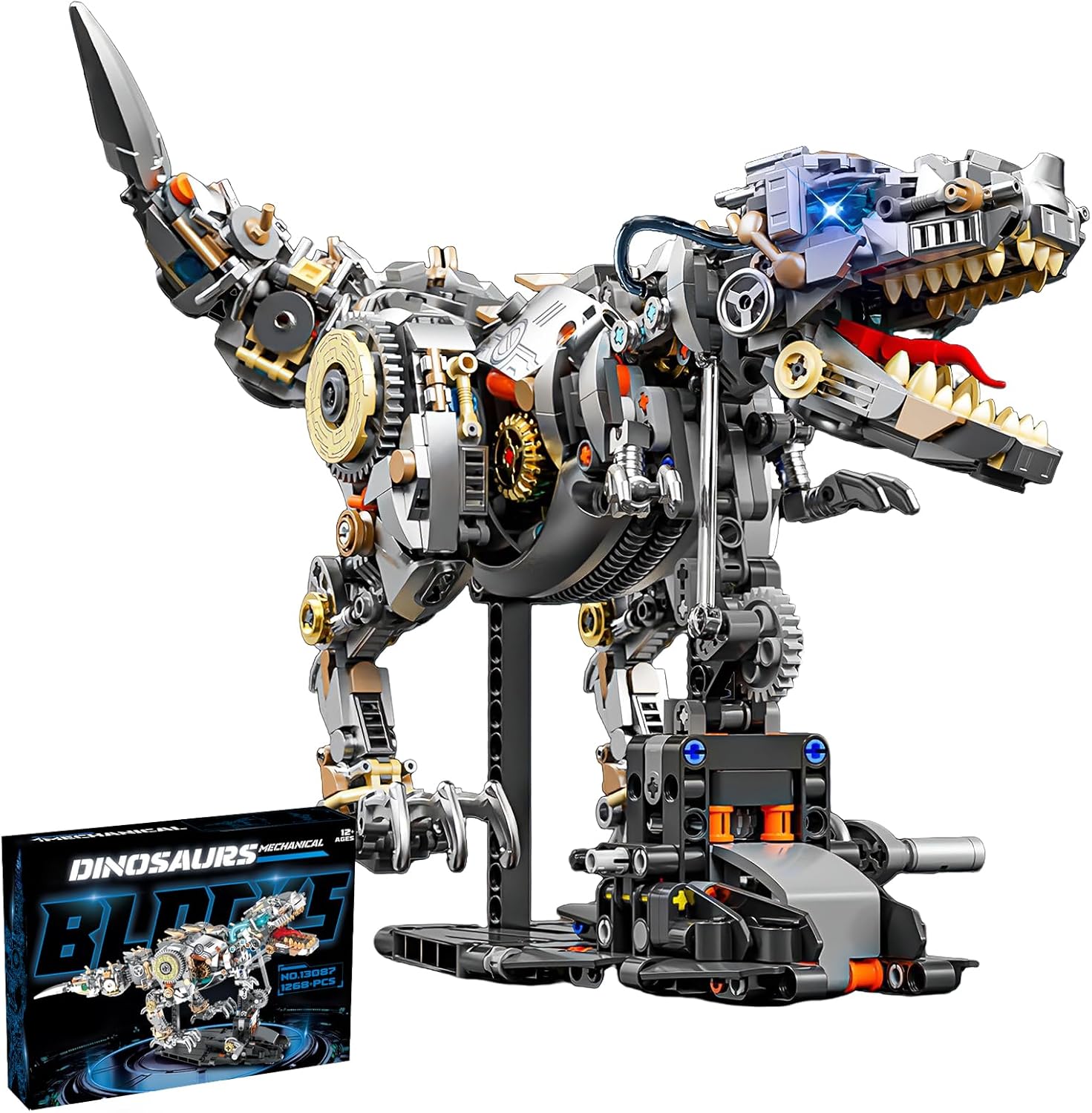 Juego de bloques de construcción de tiranosaurio mecánico, modelo T Rex