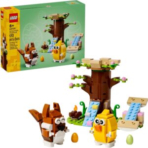 Juego de Construcción para Juguete de Simulación con Figura de Ardilla y Pájaro para Niños y Niñas