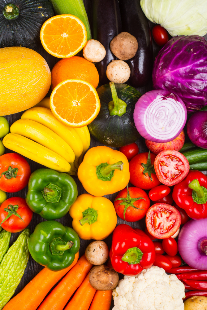 Variedad de alimentos y vegetales