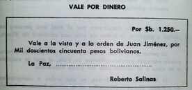 Documento histórico que incluye un voucher o vale